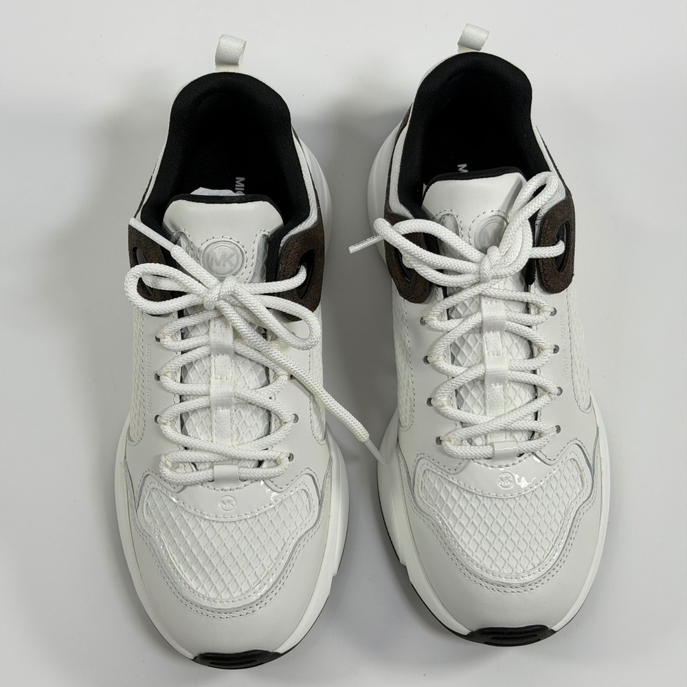 Michael Kors Size-7M Womens Bowie Trainer Diamond Mesh XL Sneakers White - Picture 10 of 10